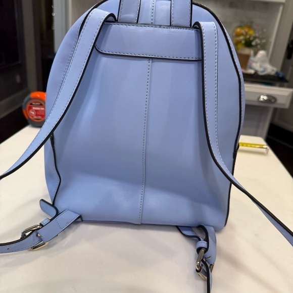 KC JAGGER Women’s Periwinkle Blue Leather Backpack, Front Zip Pocket Tassel